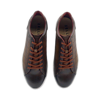Zelli Italia Russo Men's Shoes Brown Burnished Calf-Skin Leather Sneaker (ZEL1050)