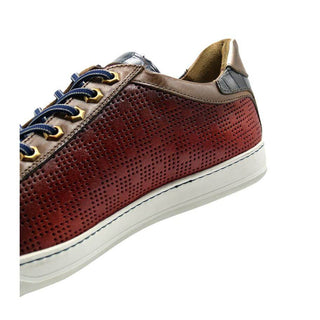 Zelli Italia Brezza Men's Shoes Red Crocodile Embossed Calf-Skin Leather Sneaker (ZEL1064)