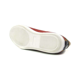 Zelli Italia Brezza Men's Shoes Red Crocodile Embossed Calf-Skin Leather Sneaker (ZEL1064)