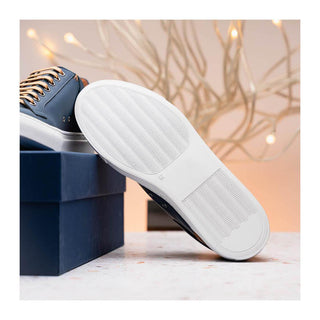 Zelli Italia Diaz Men's Shoes Navy Rubberized Calf-Skin Leather Sneaker (ZEL1062)