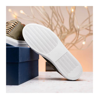 Zelli Italia Diaz Men's Shoes Olive Rubberized Calf-Skin Leather Sneaker (ZEL1062)