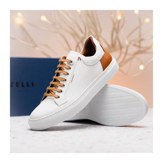 Zelli Italia Diaz Men's Shoes White Rubberized Calf-Skin Leather Sneaker (ZEL1062)