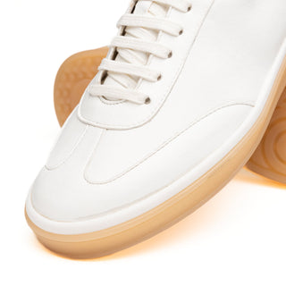 Zelli Italia Gotti white Italian suede sneaker with a minimalist round-toe design and a durable gum rubber outsole.