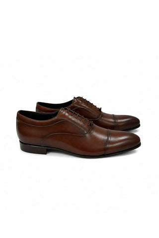 Corrente 6694 Leather Cap-Toe Oxford - Dark Tan