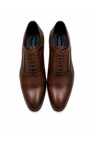 Corrente 6694 Leather Cap-Toe Oxford - Dark Tan
