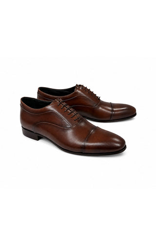 Corrente 6694 Leather Cap-Toe Oxford - Dark Tan