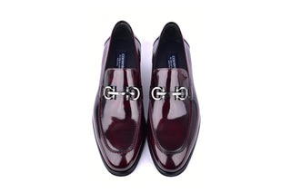 Corrente 7249 Patent Horse-Bit Loafer - Dark Burgundy