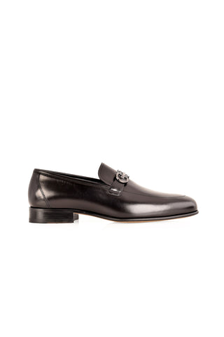 Corrente 7260 Leather Horse-Bit Loafer - Black
