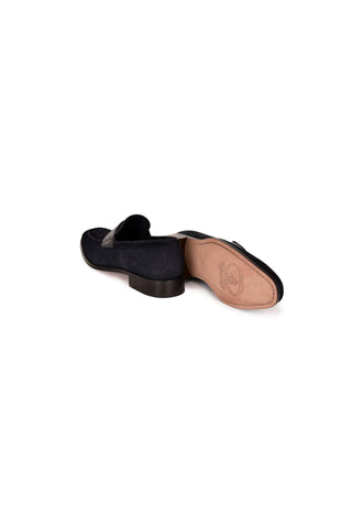 7425S Suede & Leather Loafer - Navy-Dellamoda