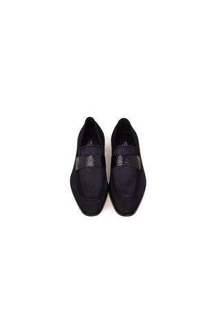 7425S Suede & Leather Loafer - Navy-Dellamoda