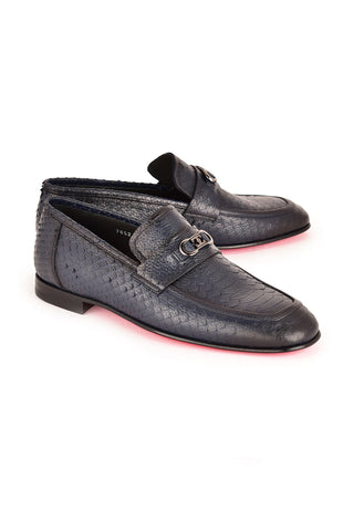 Corrente 7652 Python Horse-Bit Loafers - Navy