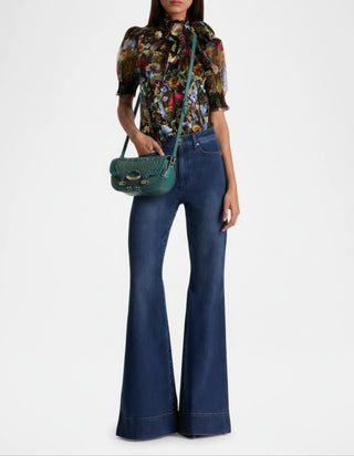 Sergio Rossi Forest Green Leather & Suede Shoulder Bag – Women’s Crossbody / Clutch (SR1114)