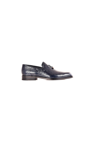 8663 Leather Loafer - Navy-Dellamoda