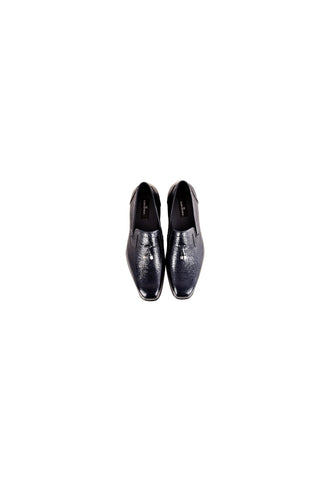 8663 Leather Loafer - Navy-Dellamoda