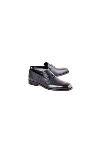 8663 Leather Loafer - Navy-Dellamoda