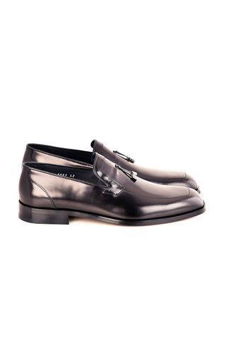Corrente 8663 Leather Tassel Loafer - Black