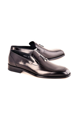 Corrente 8663 Leather Tassel Loafer - Black