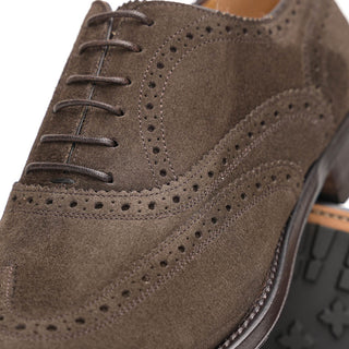 Caporicci 921 Suede Wingtip Oxford Shoes Brown - View 4
