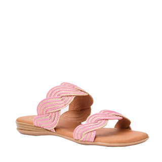Andre Assous Narice Twist Raffia Leather Slip-On Sandal