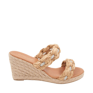 Andre Assous Nolita Crystal Braided Raffia Leather Slip-On Wedge