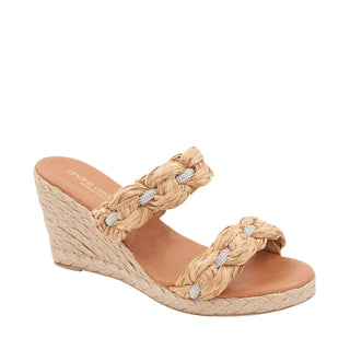 Andre Assous Nolita Crystal Braided Raffia Leather Slip-On Wedge