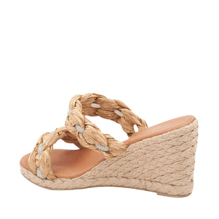 Andre Assous Nolita Crystal Braided Raffia Leather Slip-On Wedge