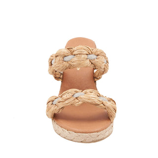 Andre Assous Nolita Crystal Braided Raffia Leather Slip-On Wedge