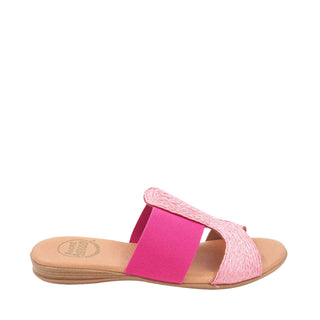 Andre Assous Noor Elastic Fabric & Raffia Leather Slip-On Sandal