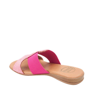 Andre Assous Noor Elastic Fabric & Raffia Leather Slip-On Sandal