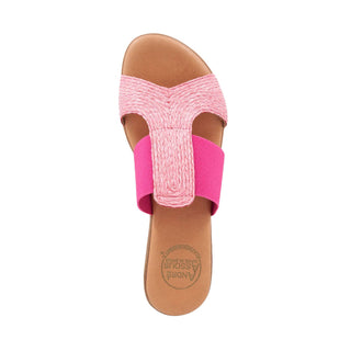 Andre Assous Noor Elastic Fabric & Raffia Leather Slip-On Sandal