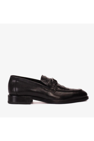 Vinci Amsterdam Embossed Leather Horse-Bit Loafer - Black