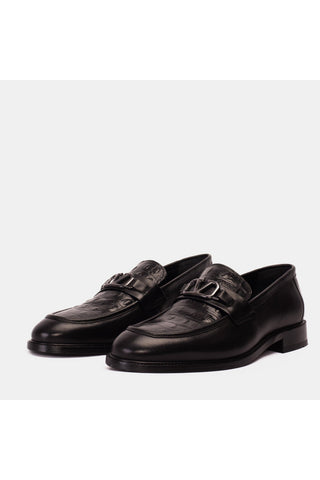 Vinci Amsterdam Embossed Leather Horse-Bit Loafer - Black