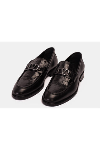 Vinci Amsterdam Embossed Leather Horse-Bit Loafer - Black