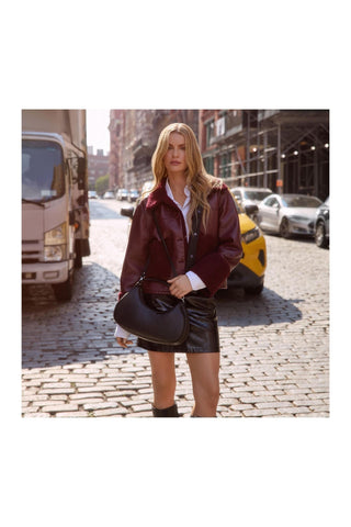 Aquatalia Luna Leather Crescent Bag