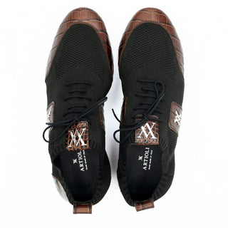 Artioli Boris Men's Luxury Italian Shoes Fabric / Alligator-Skin Sneaker (ART1132)