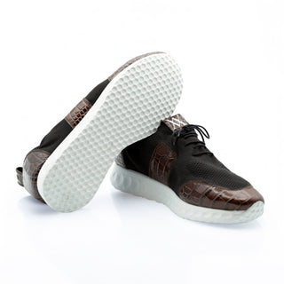 Artioli Boris Men's Luxury Italian Shoes Fabric / Alligator-Skin Sneaker (ART1132)