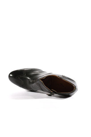 Alaia Black Leather Platform Bootie Designer Shoes (ALAIA1503)