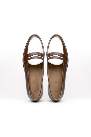 Alba Leather Penny Loafer - Camel & Cream-Dellamoda