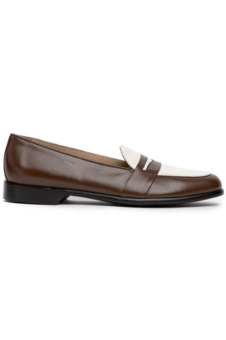 Alba Leather Penny Loafer - Camel & Cream-Dellamoda