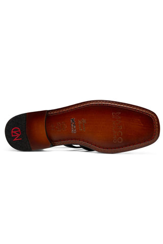 Albero Lizard & Leather Sandal - Black-Dellamoda