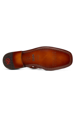 Albero Lizard & Leather Sandal - Brandy-Dellamoda