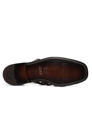 Albero Lizard & Leather Sandal - Brown-Dellamoda