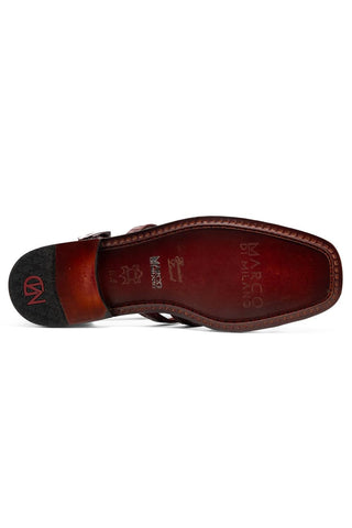 Albero Lizard & Leather Sandal - Wine-Dellamoda