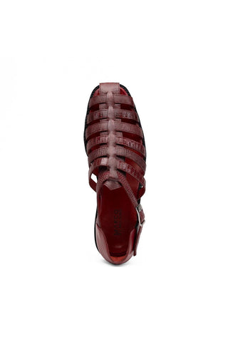 Albero Lizard & Leather Sandal - Wine-Dellamoda