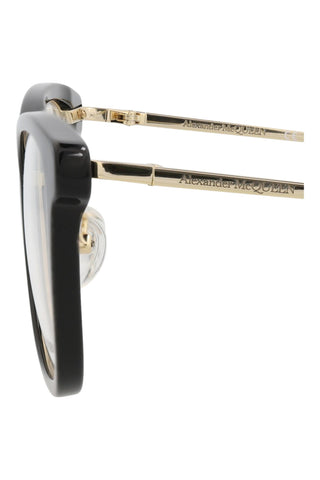 Alexander McQueen AM0225O Black/Light Gold Eyeglasses