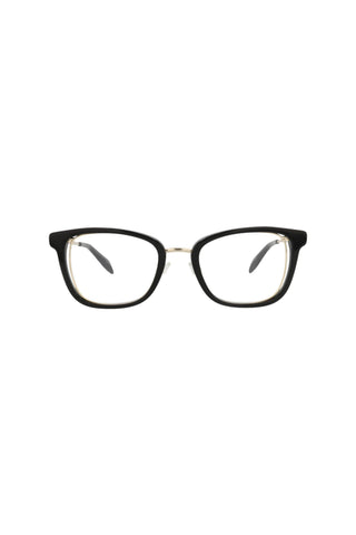 Alexander McQueen AM0225O Black/Light Gold Eyeglasses