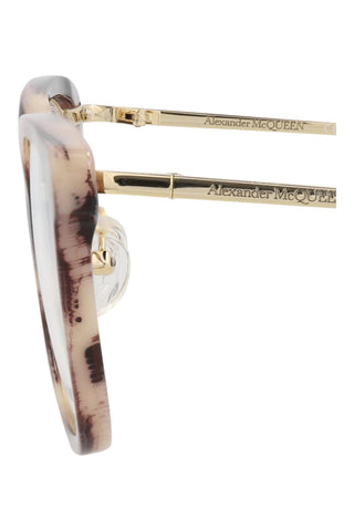 Alexander McQueen AM0225O Pink/Grey Horn/Light Gold Eyeglasses