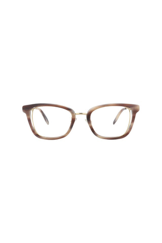 Alexander McQueen AM0225O Pink/Grey Horn/Light Gold Eyeglasses
