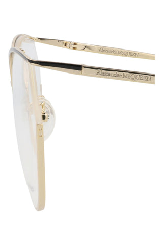 Alexander McQueen AM0256O Light Gold/Black Varnished Eyeglasses