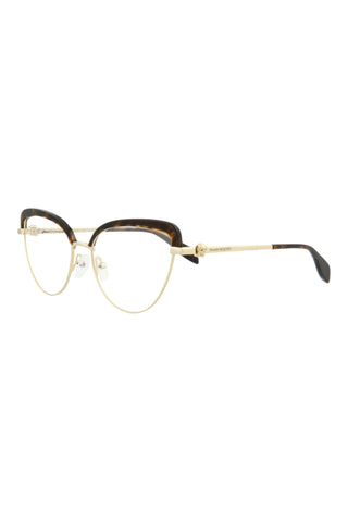 Alexander McQueen AM0259O Light Gold/Dark Havana Eyeglasses